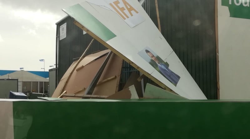 Storm Ali caused damage to the championship's site in Tullamore, Co Offaly yesterday