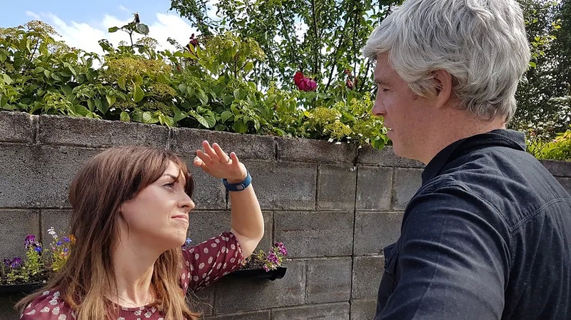 Kieran O'Reilly and co-star Maura Foley on the set of For Molly