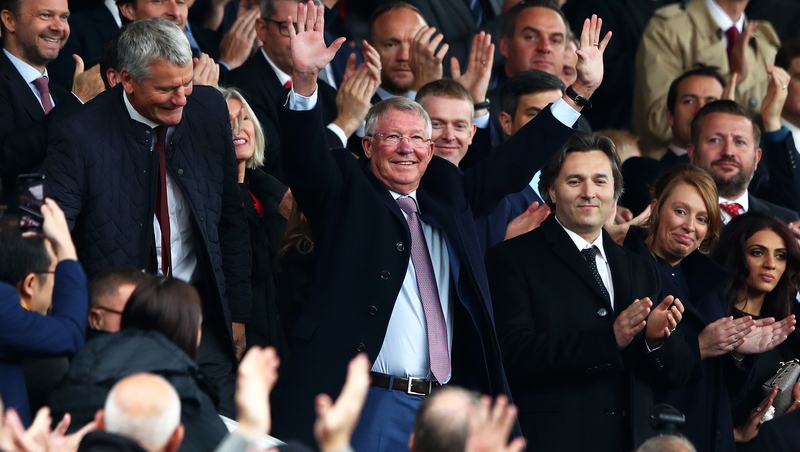 Alex Ferguson salutes the fans at Old Trafford