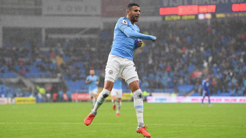 Riyad Mahrez celebrates his second goal