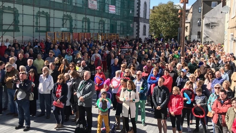 Hundreds of people are protesting in Waterford city centre
