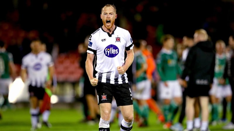 Chris Shields celebrates his goal against Cork