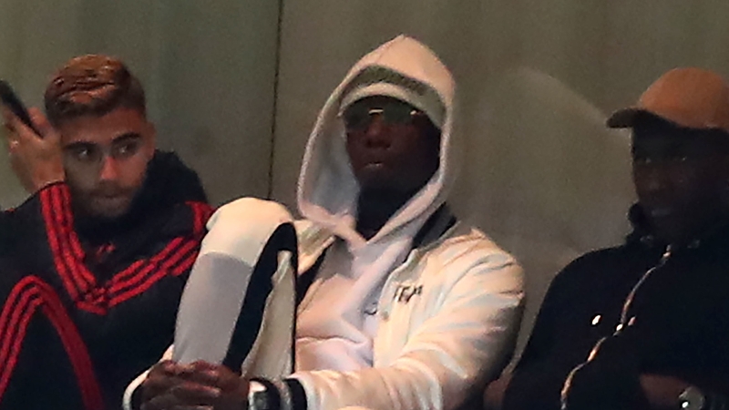 Pogba was in the stands to watch United lose to Derby