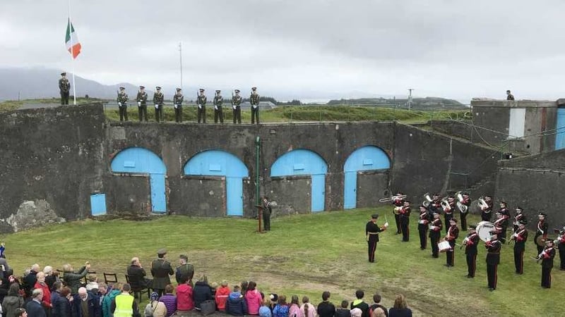 A full military ceremony marked the 80th anniversary of the handover of Fort Berehaven to Lt Billy Rea of the Irish army