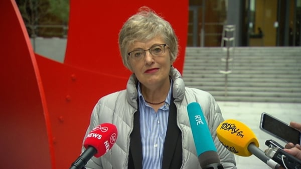 Katherine Zappone addressing the media this afternoon