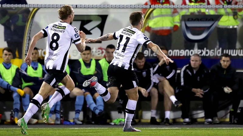 Patrick McEleney celebrates his decisive goal against UCD