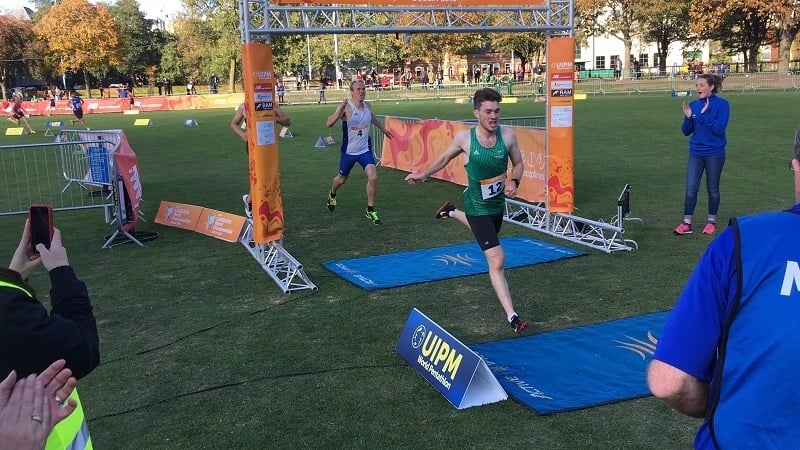 Tom O'Brien crossing the line
