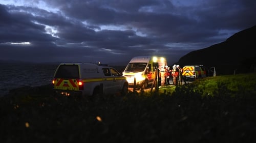 The alarm was raised at around 6pm this evening when the bow of the rib was seen jutting out of the water