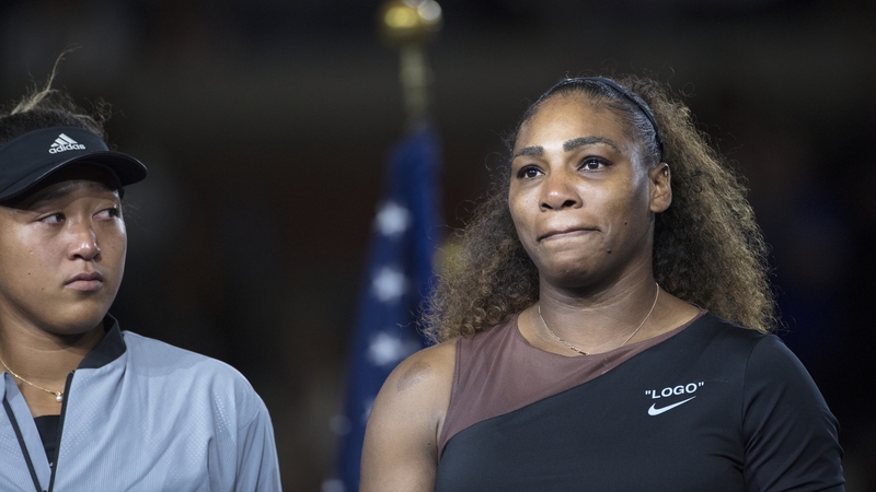 Naomi Osaka (L) and Serena Williams after the US Open final