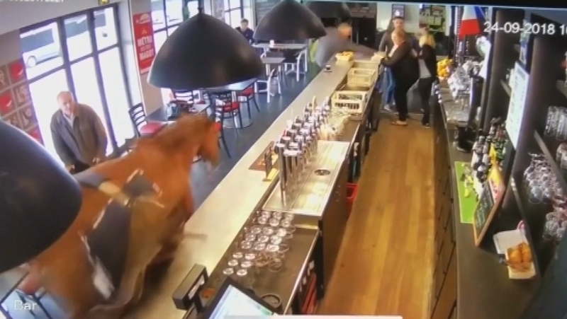 The incident was captured on CCTV (Pic: Stephane Jasmin)