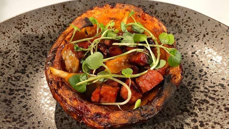 JP McMahon's Pumpkin, chorizo, & mushroom salad