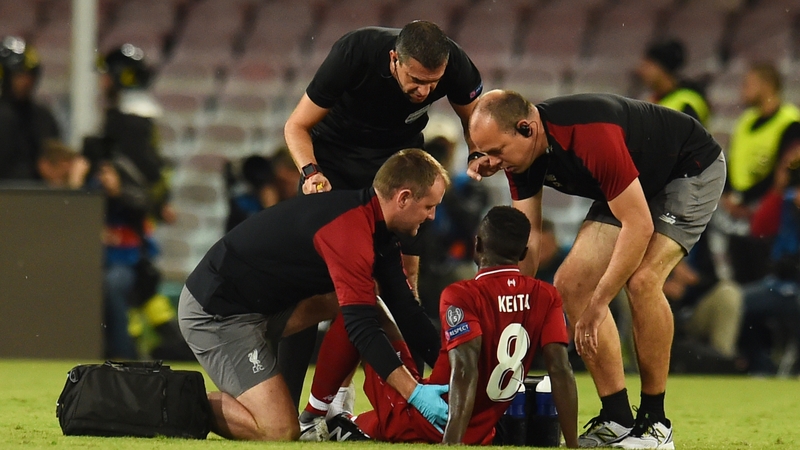Naby Keita eventually left the pitch on a stretcher