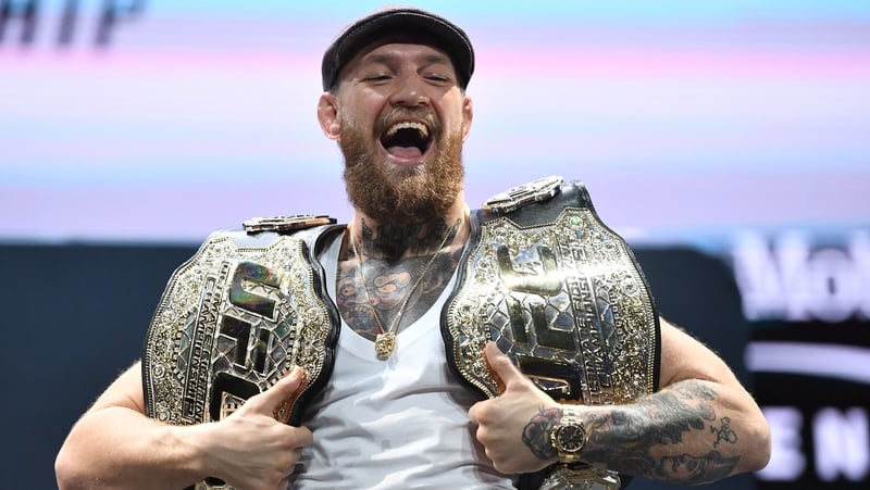 Conor McGregor at the press conference for UFC 229 at the Park Theater in Las Vegas