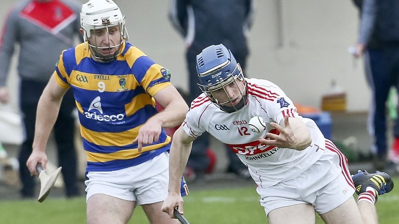 Abbeyside's Maurice Power (L) challenges De La Salle's Cormac McCann in the Waterford SHC semi-final. Photo Sean Byrne