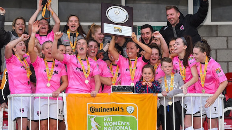 Wexford Youths celebrate with the trophy