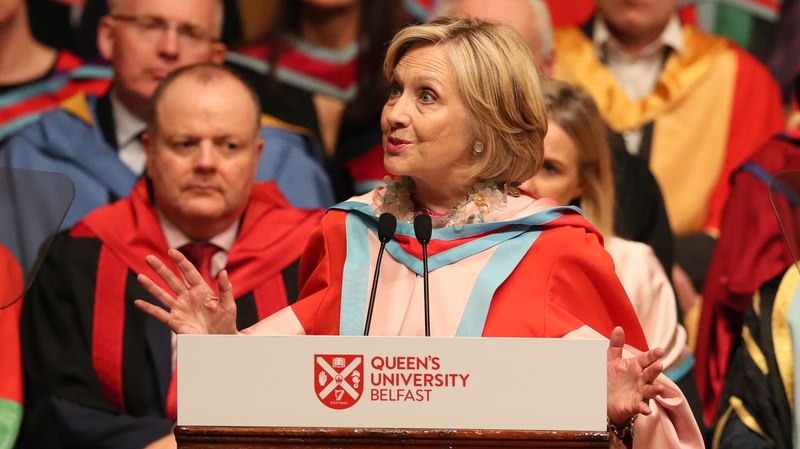 Hillary Clinton received the honour at Queen's University Belfast today