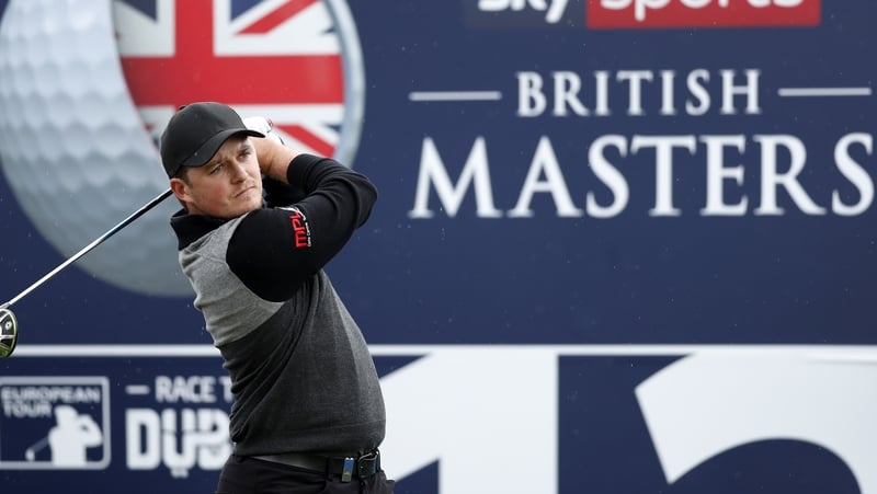 Eddie Pepperell hit a hole-in-one to grab a share of the British Masters lead