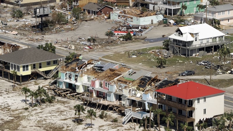 Homes destroyed by Hurricane Michael in Mexico Beach, Florida