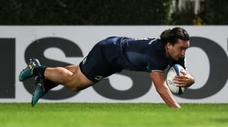 James Lowe blitzes the Wasps defence to score Leinster's fifth try of the night
