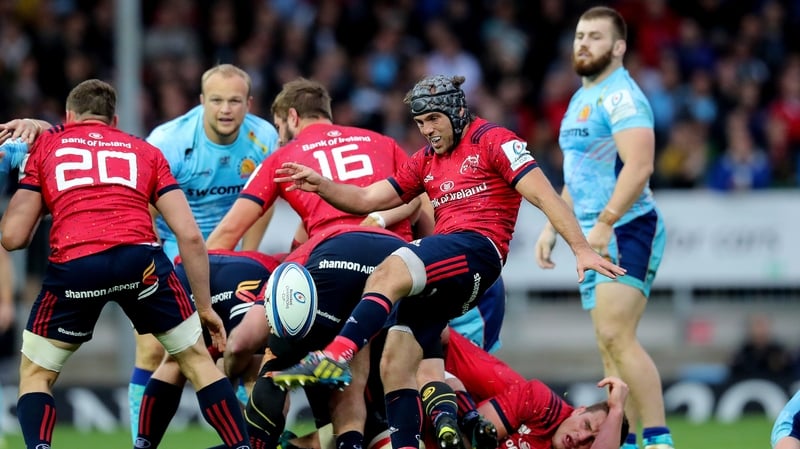 Duncan Williams with a relieving kick at Sandy Park
