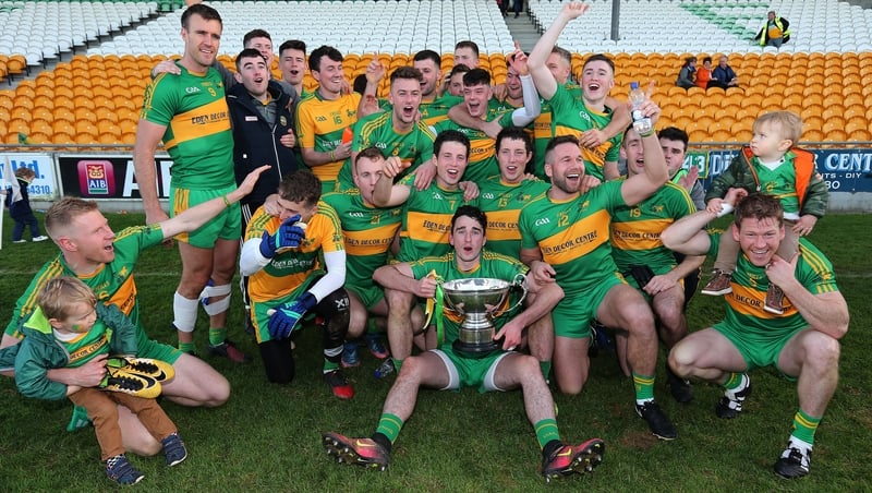 The Rhode players celebrating their sixth Offaly crown of the decade
