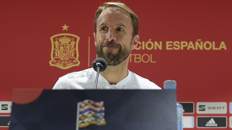 The England boss addressing media in Spain