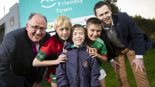 Jack Burton, Finn Mortell, and Michael Francis Collins alongside Martin Kelleher, Managing Director, SuperValu and Adam Harris, founder of AsIAm
