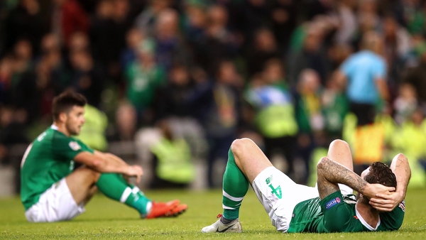 Ireland players dejected at full-time