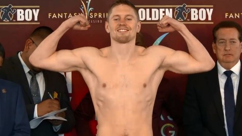 Jason Quigley on the scales in California