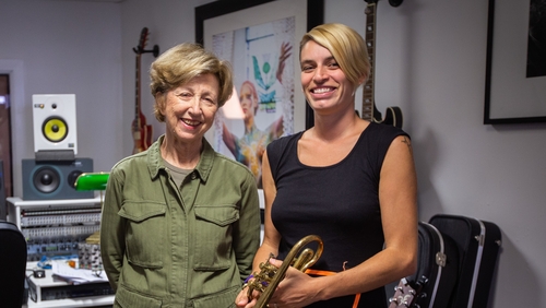 Poetry Programme host Olivia O Leary, with poet Kim Moore