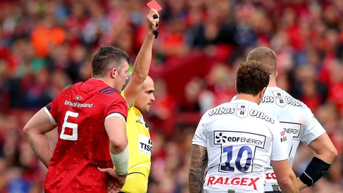 Danny Cipriani was shown a red card against Munster