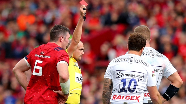 Danny Cipriani was shown a red card against Munster