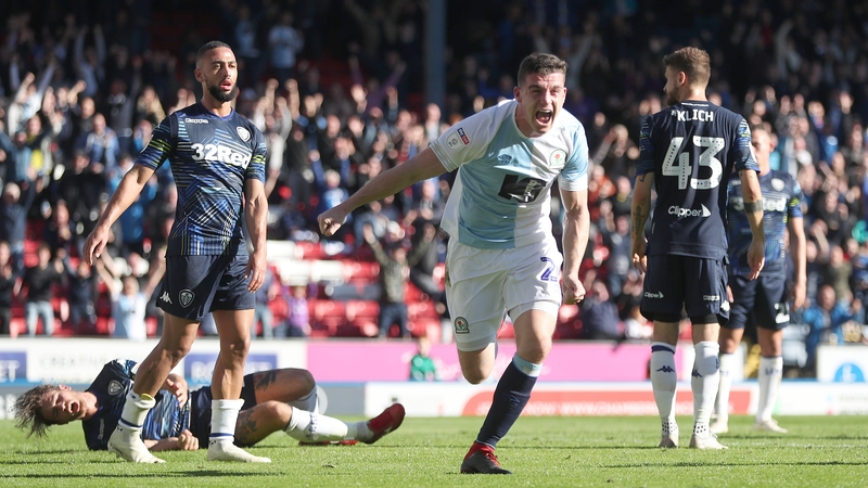 Blackburn Rovers Darragh Lenihan powers home the winner against Leeds United