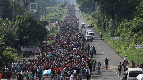 Thousands of mostly Honduran migrants have been heading towards the US border with Mexico