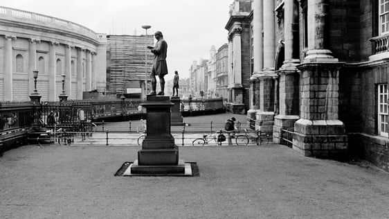 Oliver Goldsmith Statue at Trinity College Dublin.