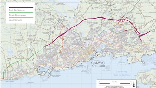 The 18km route would run from a location close to the existing M6 to a site west of Bearna (Pic: N6 Galway City Transport Project)