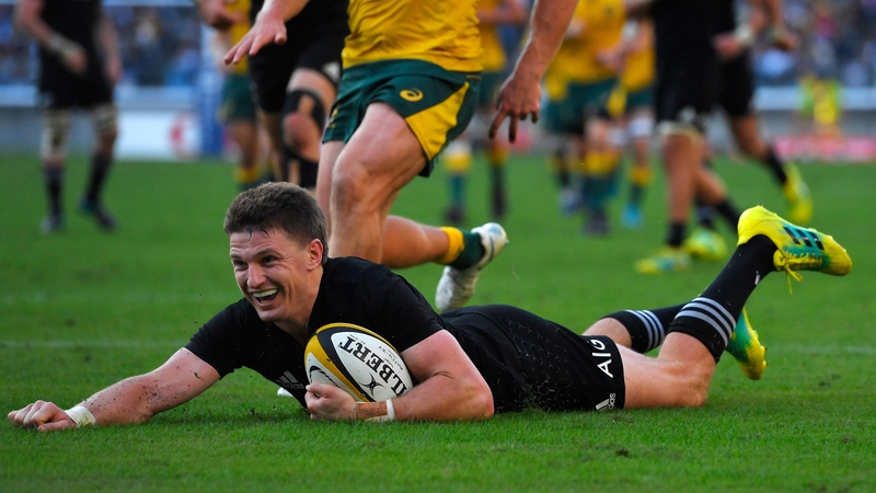 Beauden Barrett scoring his try