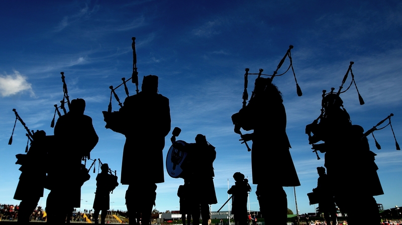 The Killorglin and District Pipe Band play before the Kerry SFC Club final between Dr Crokes and Dingle