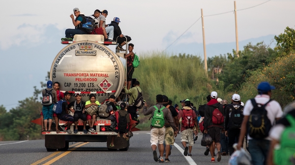 Honduran migrants taking part in a caravan heading to the US