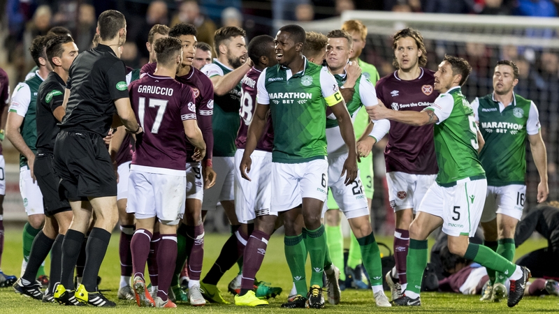 It was a heated game at Tynecastle