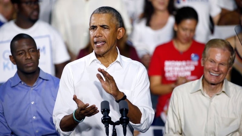 Barack Obama pictured at a campaign event in Florida