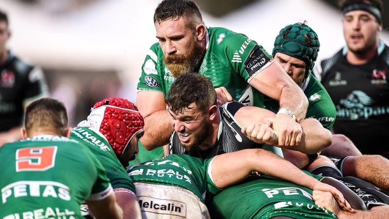 Benetton's Irné Herbst and Ulster's Marty Moore Mandatory Credit ©INPHO/Elena Barbini