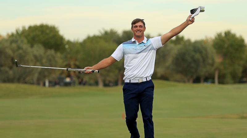 DeChambeau celebrates on the final green