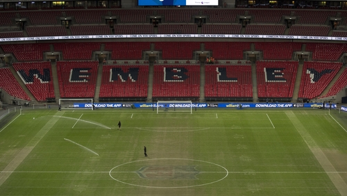 The Wembley pitch doesn't look in great condition
