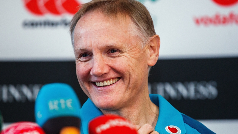 Joe Schmidt talking to reporters at Carton House