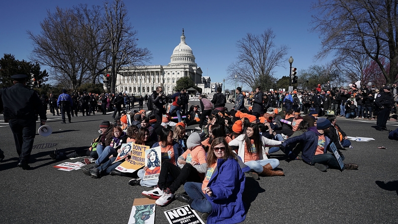 Activists pictured in Washington in March to protest the Trump administration's DACA plans