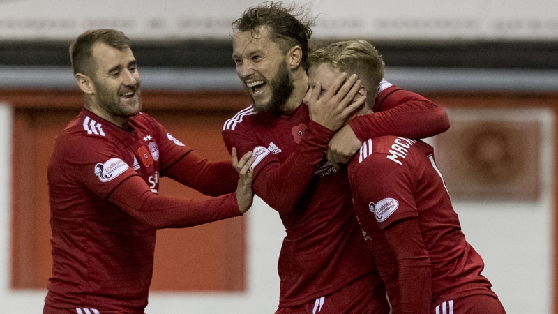 Gary Mackay-Steven of Aberdeen celebrates after scoring the decisive goal