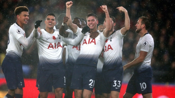 Juan Foyth is mobbed after his crucial goal
