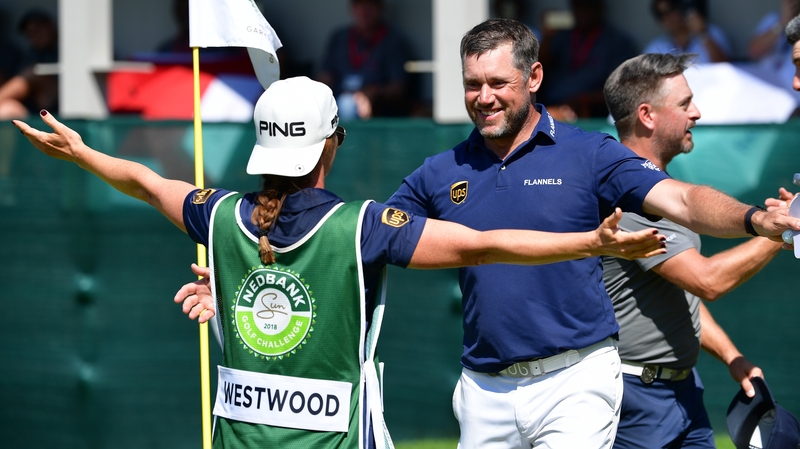 Lee Westwood celebrates his win