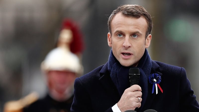 Emmanuel Macron urged dozens of world leaders to come together for a joint "fight for peace"